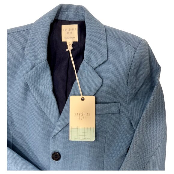 CARREMENT BEAU -  BLAZER - BLUE COTTON - NEW WITH TAG - Picture 3 of 6